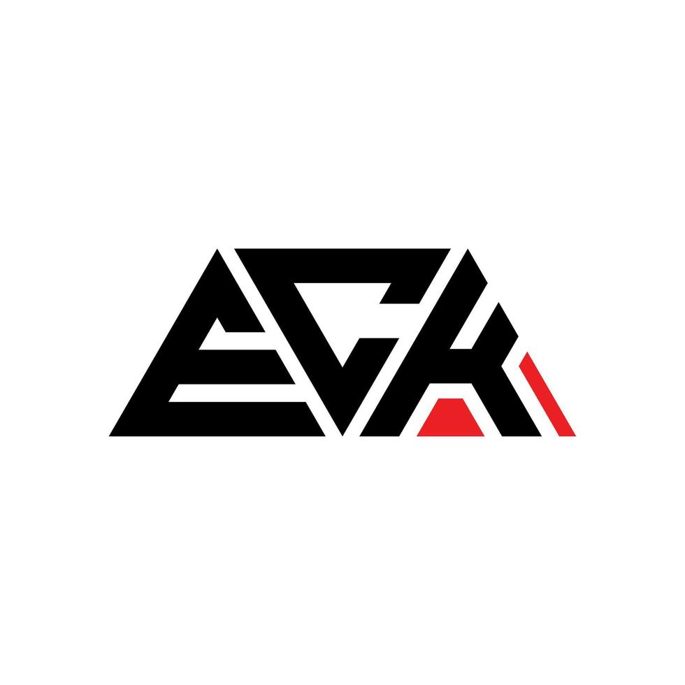 création de logo de lettre triangle eck avec forme de triangle. monogramme de conception de logo triangle eck. modèle de logo vectoriel triangle eck avec couleur rouge. logo triangulaire eck logo simple, élégant et luxueux. eck
