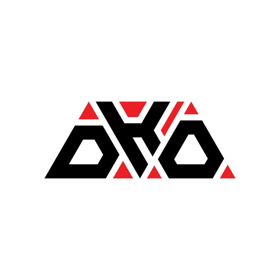 création de logo de lettre triangle dko avec forme de triangle. monogramme de conception de logo triangle dko. modèle de logo vectoriel triangle dko avec couleur rouge. logo triangulaire dko logo simple, élégant et luxueux. dko