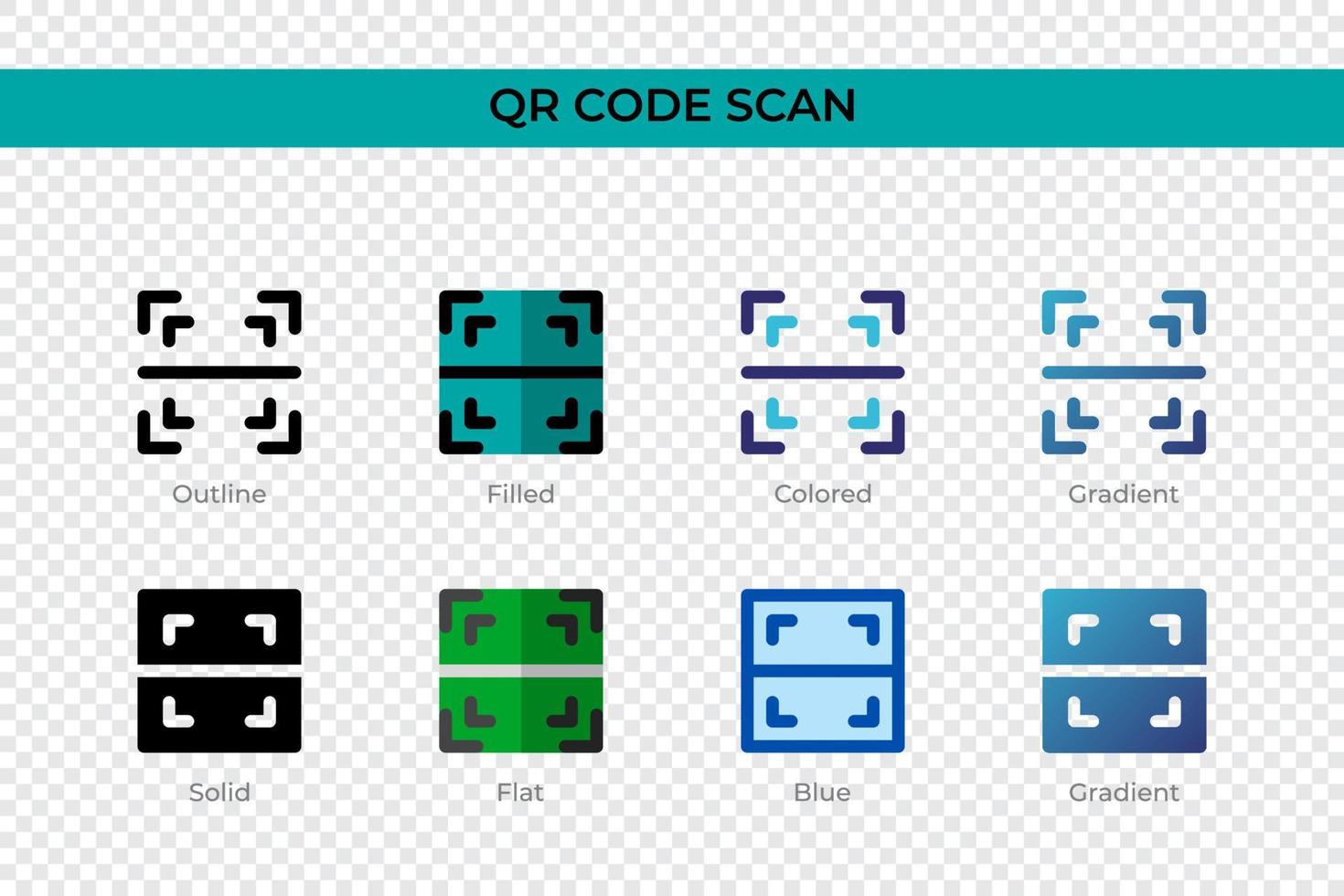 icône d'analyse de code qr dans un style différent. icônes vectorielles de balayage de code qr conçues dans un style contour, solide, coloré, rempli, dégradé et plat. symbole, illustration de logo. illustration vectorielle vecteur