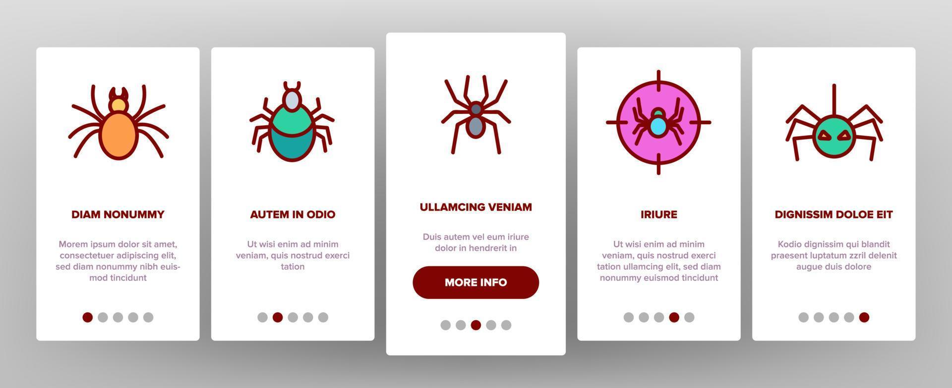 silhouette d'araignée onboarding icons set vector