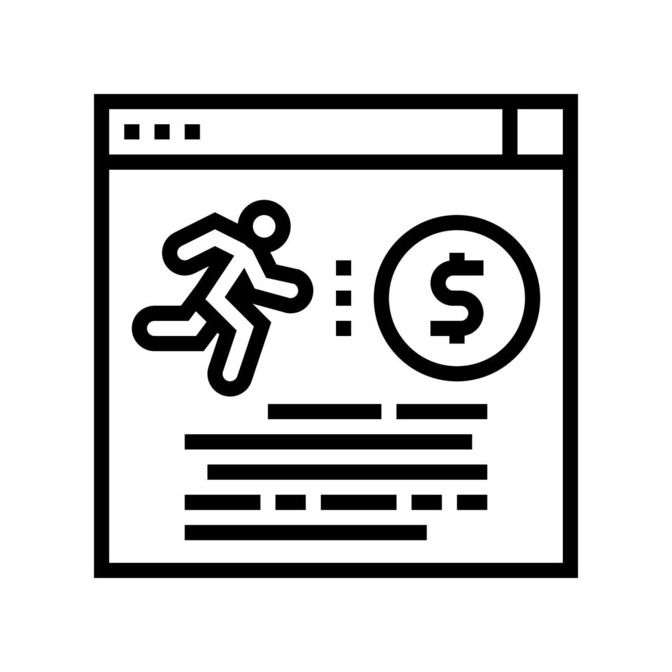 illustration vectorielle de l'icône de la ligne de récompense de l'argent du coureur vecteur