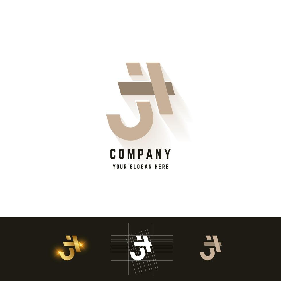 logo monogramme lettre jh ou ih avec conception de méthode de grille vecteur