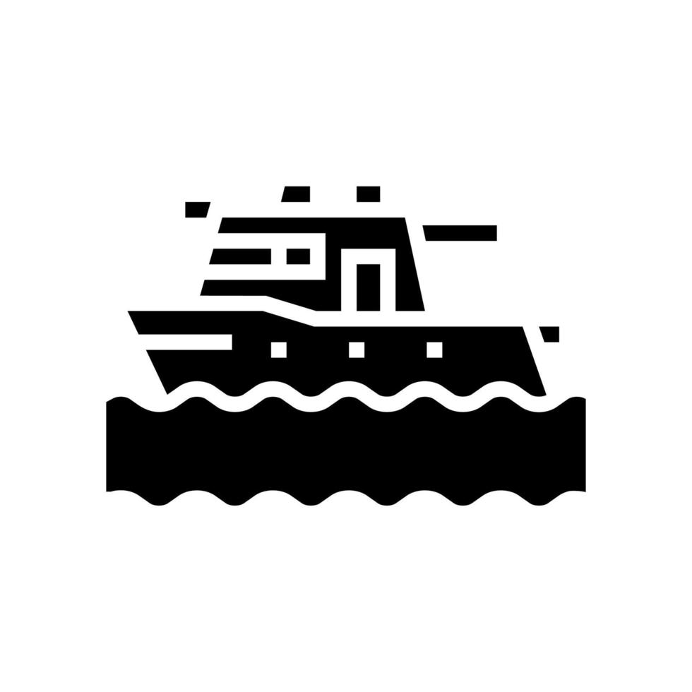 bateau flottant dans la mer glyphe icône illustration vectorielle vecteur