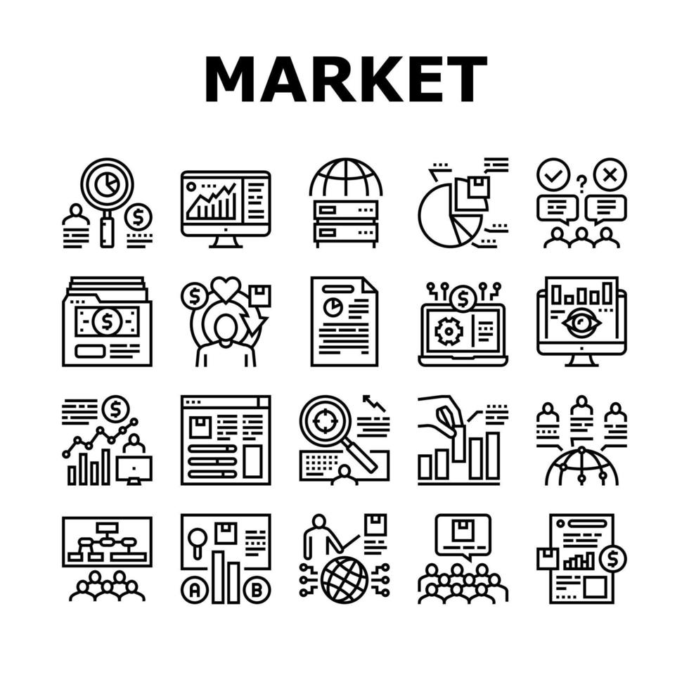 vecteur d'icônes d'étude et d'analyse de marché