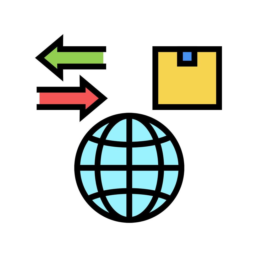 illustration vectorielle de l'icône de couleur d'importation et d'exportation mondiale vecteur