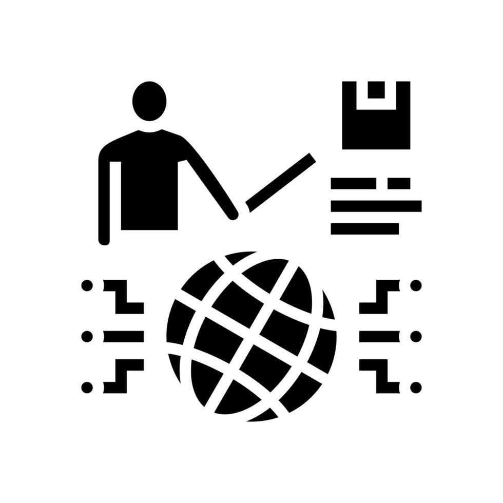 illustration vectorielle de l'icône de glyphe de présentation de l'étude de marché mondiale vecteur