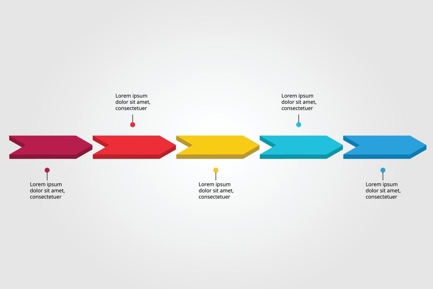 modèle de flèche de ligne pour infographie pour la présentation de 5 éléments vecteur