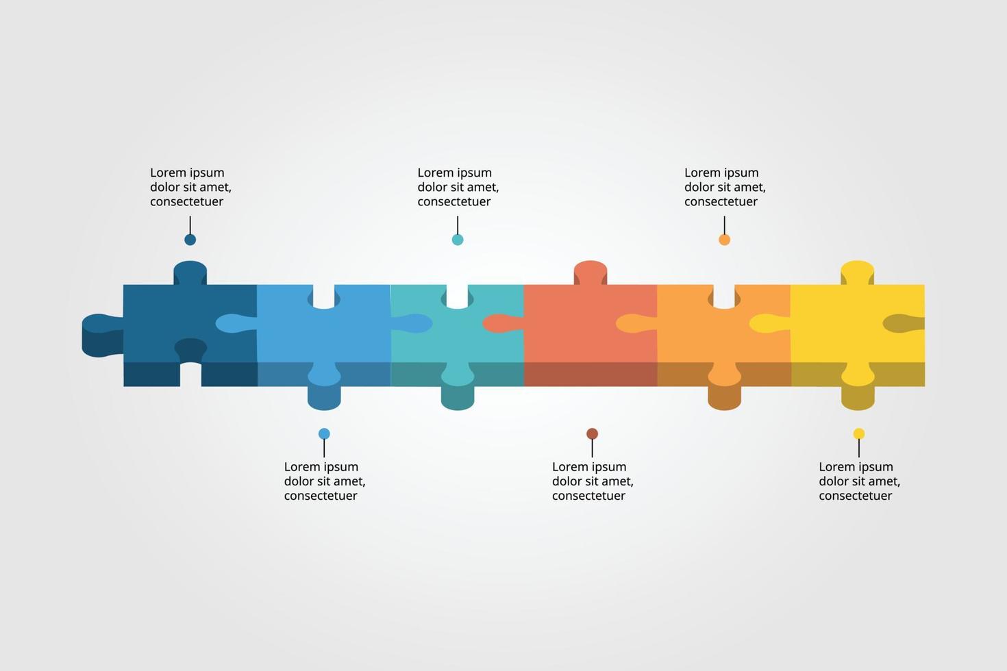 modèle de puzzle pour infographie pour présentation pour 6 éléments vecteur