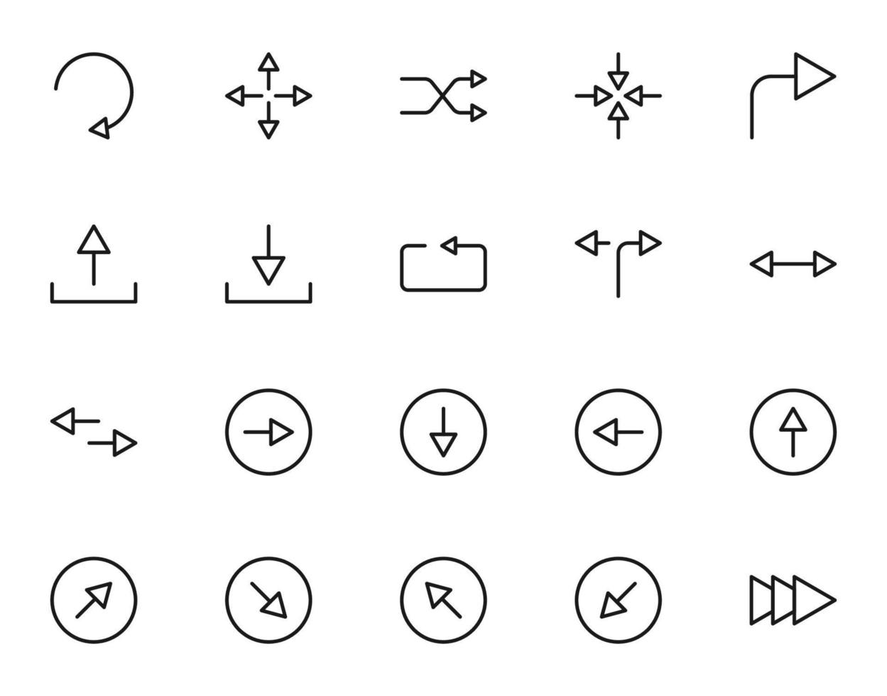 symboles, signes, interface et concept internet. collection d'icônes simples de diverses icônes adaptées aux applications, sites Web, articles, etc. vecteur