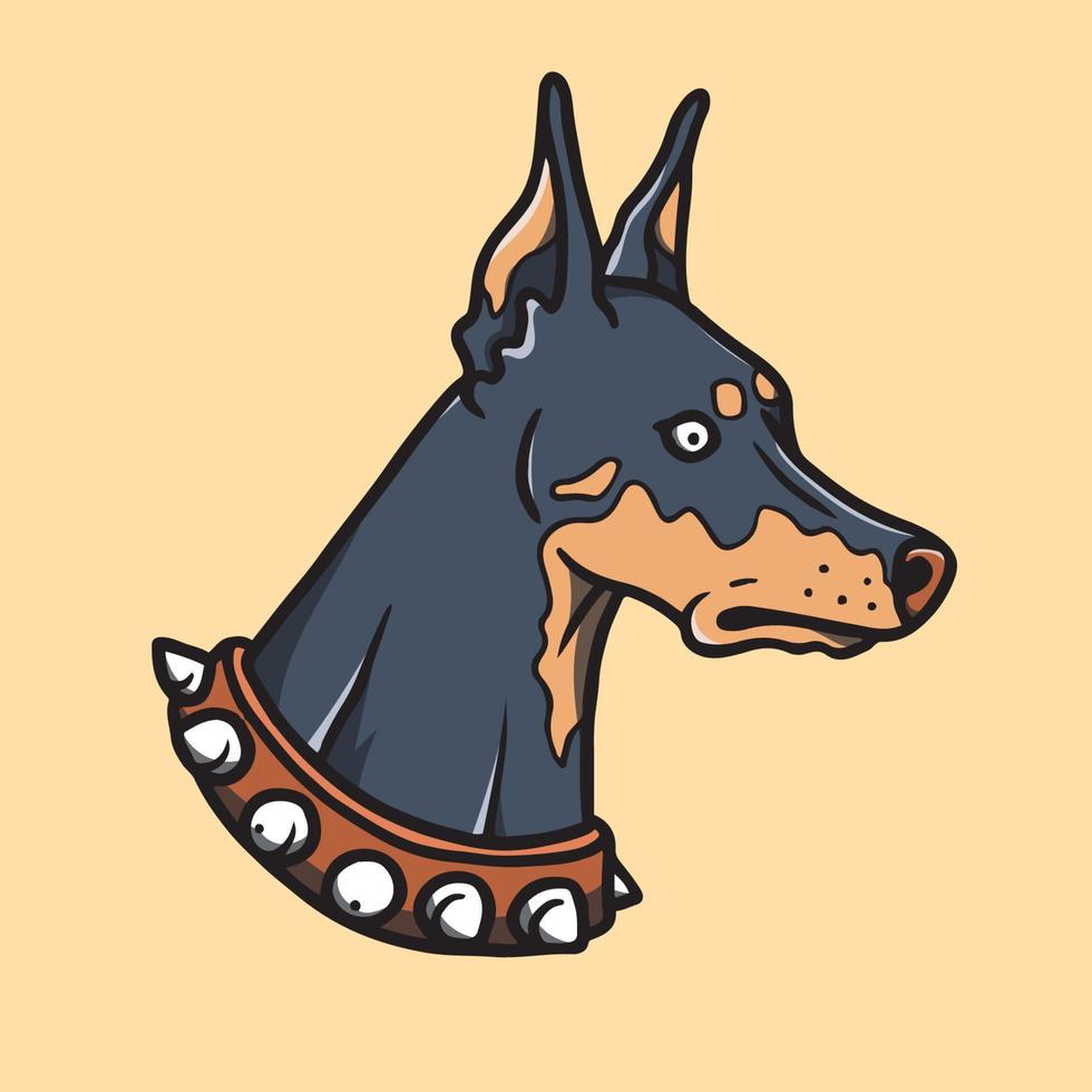 illustration de doberman mignon dessiné à la main vecteur