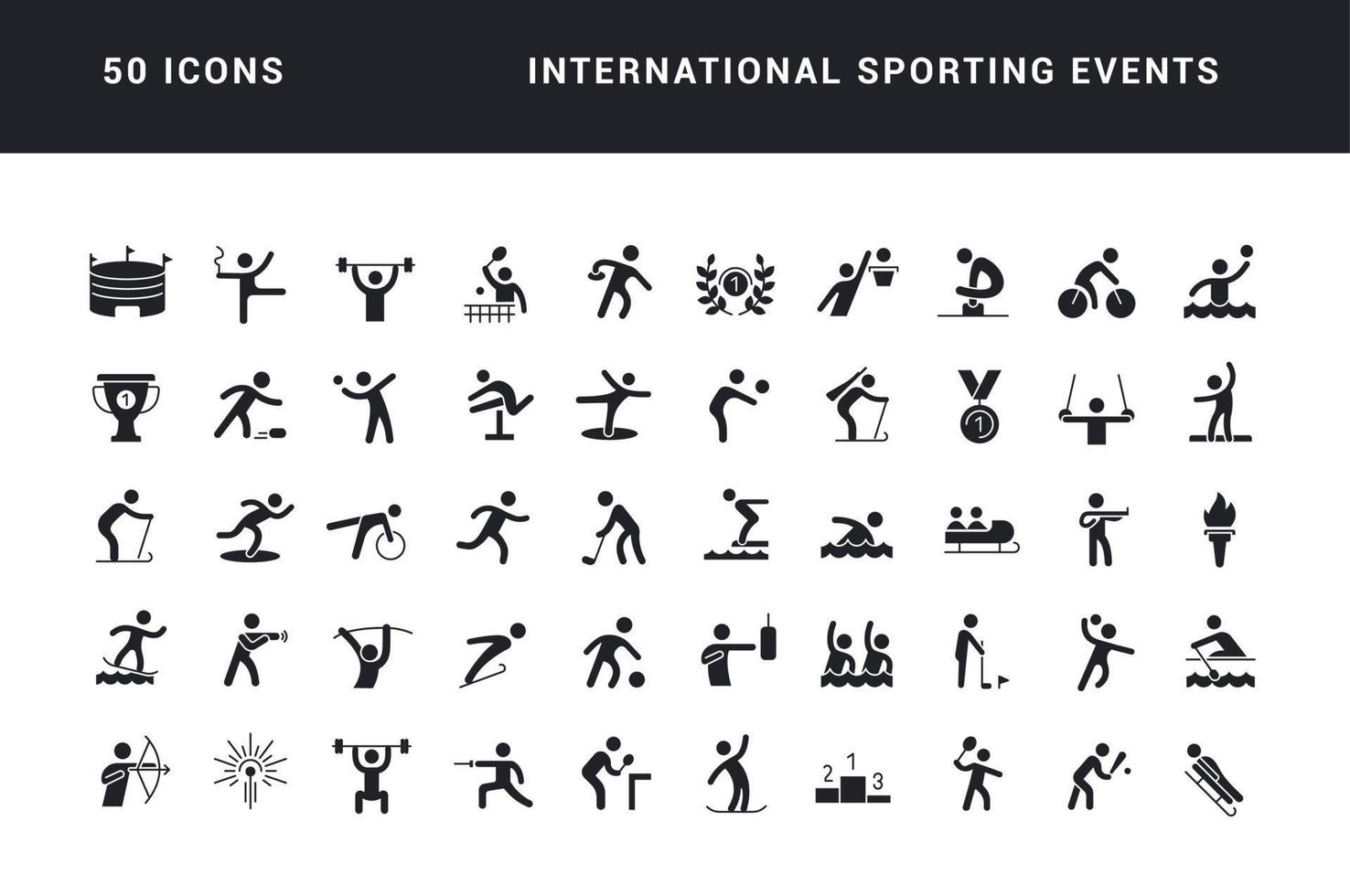 ensemble d'icônes simples d'événements sportifs internationaux vecteur