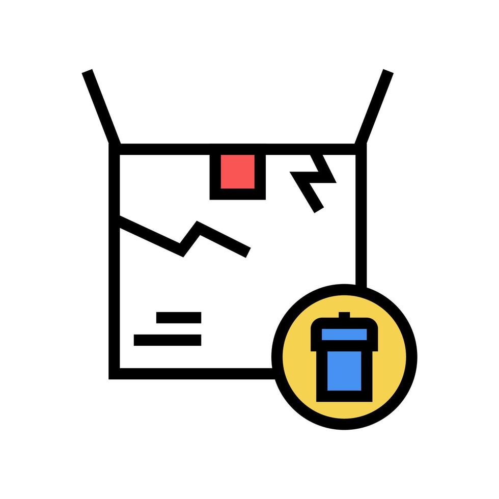 icône de couleur de boîte endommagée signe d'illustration vectorielle vecteur