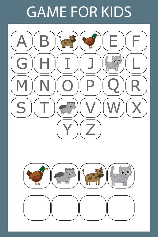logique alphabétique pour les enfants d'âge préscolaire. recueillir le mot en résolvant l'énigme vecteur