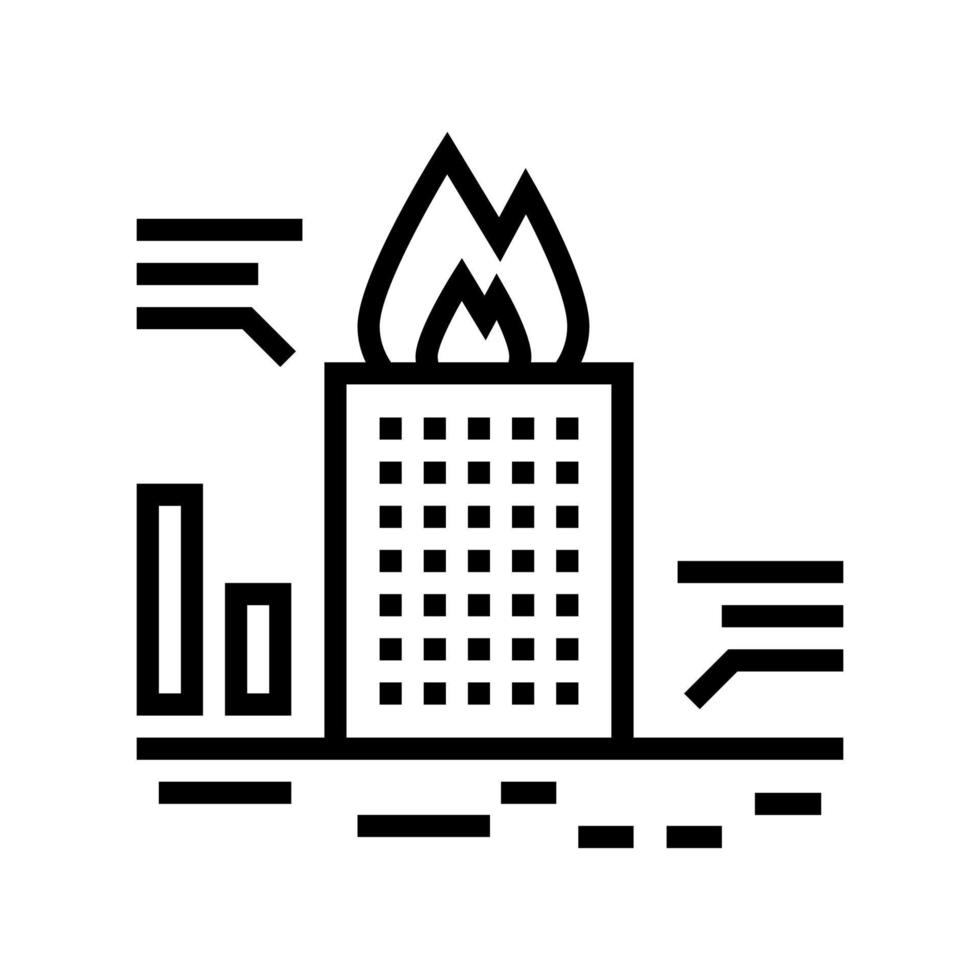illustration vectorielle de l'icône de la ligne de test d'incendie de gratte-ciel vecteur