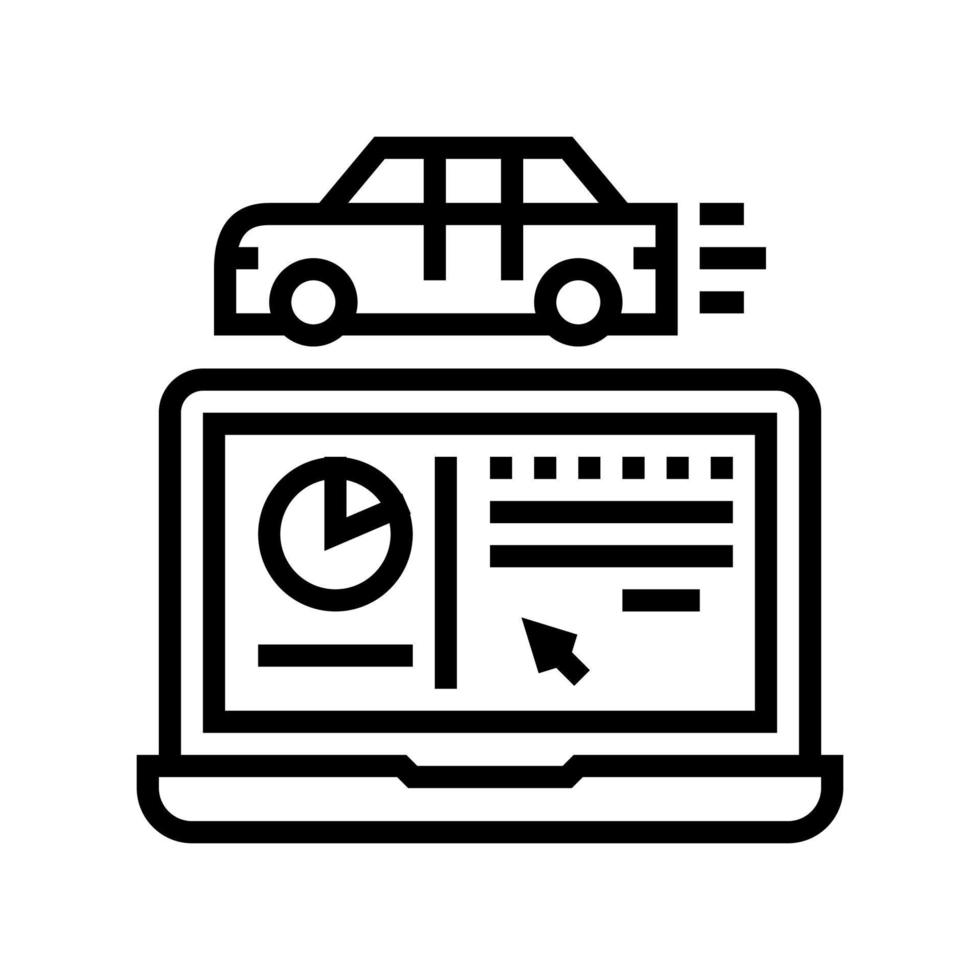 illustration vectorielle de l'icône de la ligne du programme informatique de test de voiture vecteur