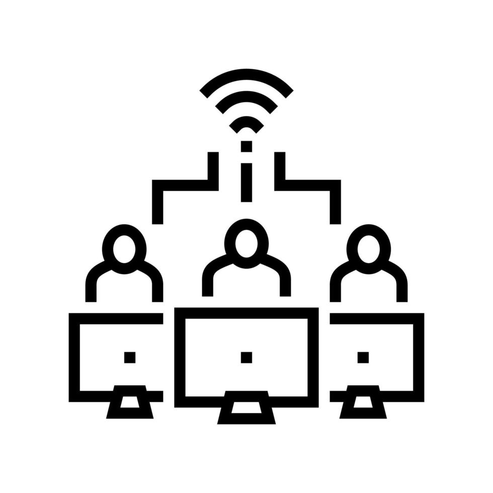 travail d'équipe connexion internet sans fil ligne icône illustration vectorielle vecteur