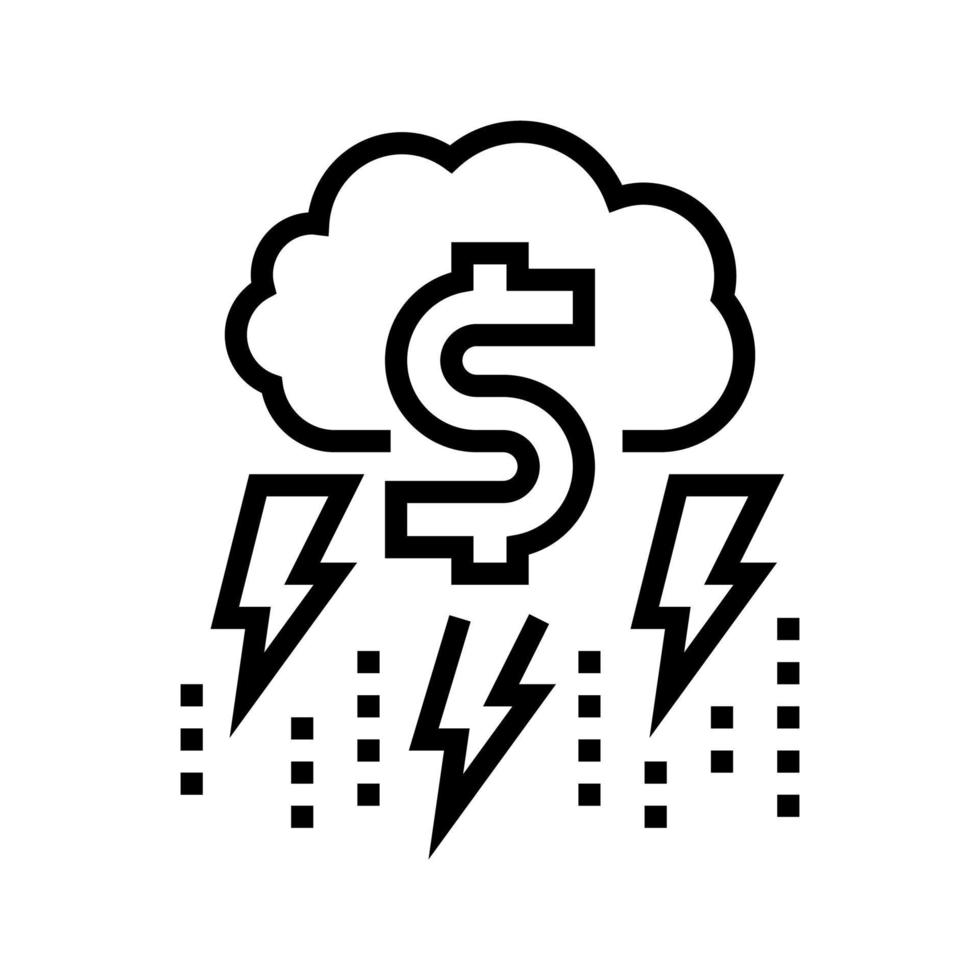 Illustration vectorielle de l'icône de la ligne du tonnerre et de la foudre de l'argent vecteur