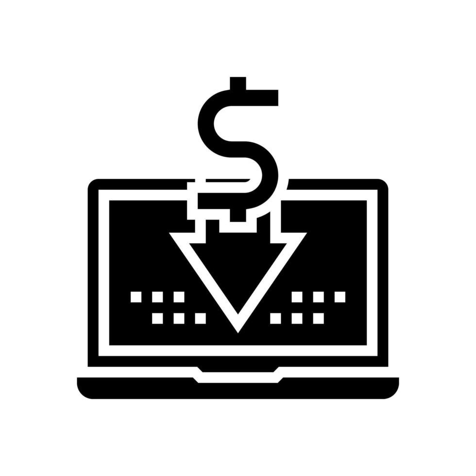 illustration vectorielle de l'icône de glyphe d'ordinateur portable d'informations économiques vecteur