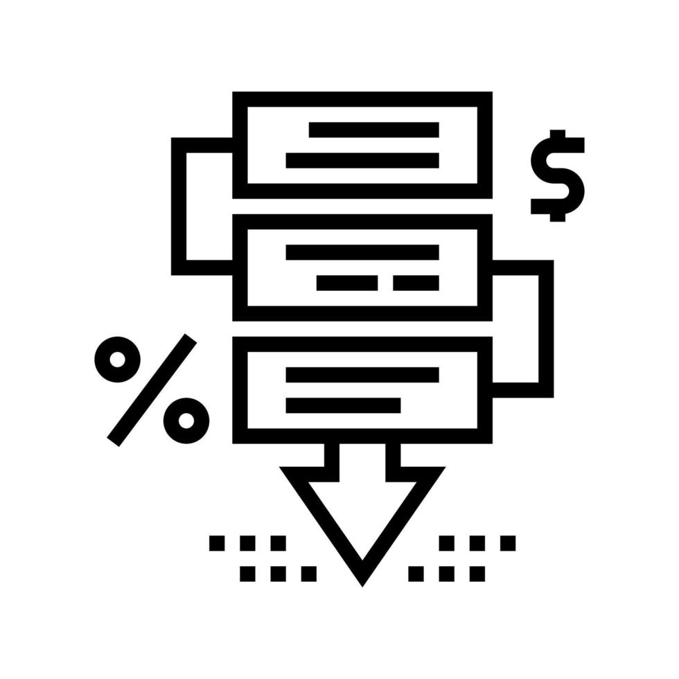 illustration vectorielle de l'icône de la ligne des étapes de la crise financière vecteur