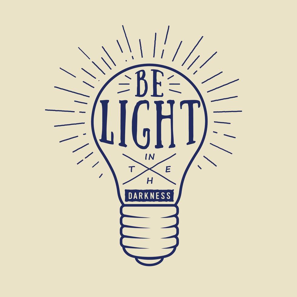 typographie vintage avec lampe et motivation et inspiration en blanc. vecteur