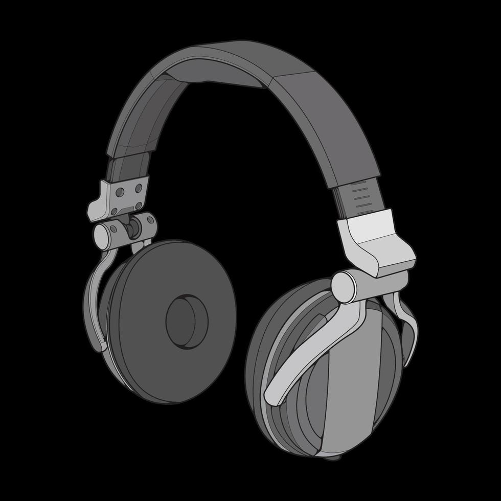 illustration vectorielle de casque de bloc de couleur, concept de musique, vecteur d'art en ligne, écouteurs portables, vecteur de casque