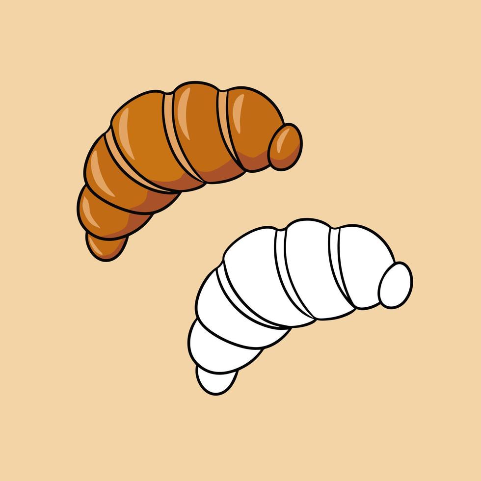 un ensemble d'images, illustration vectorielle de délicieux croissants fraîchement cuits au four en style cartoon sur fond coloré vecteur