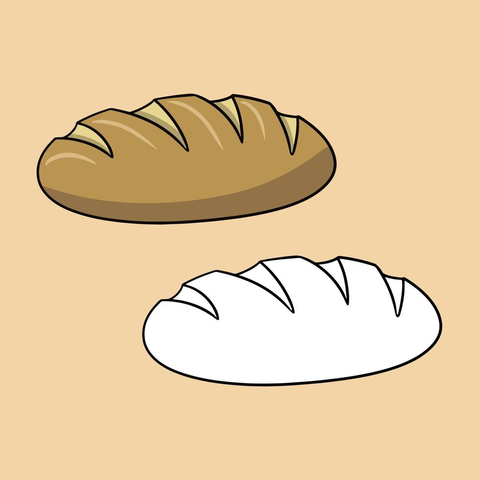 un ensemble d'images, une délicieuse miche de pain blanc, des produits de boulangerie, une illustration vectorielle en style cartoon sur fond coloré vecteur