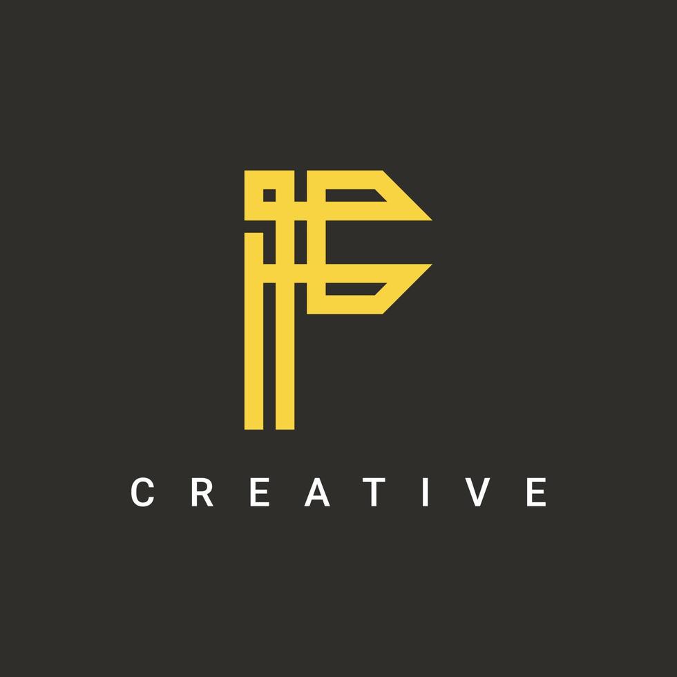 création de logo de symbole d'icône de lettre f, création vectorielle de logo de type de ligne minimaliste et créative vecteur