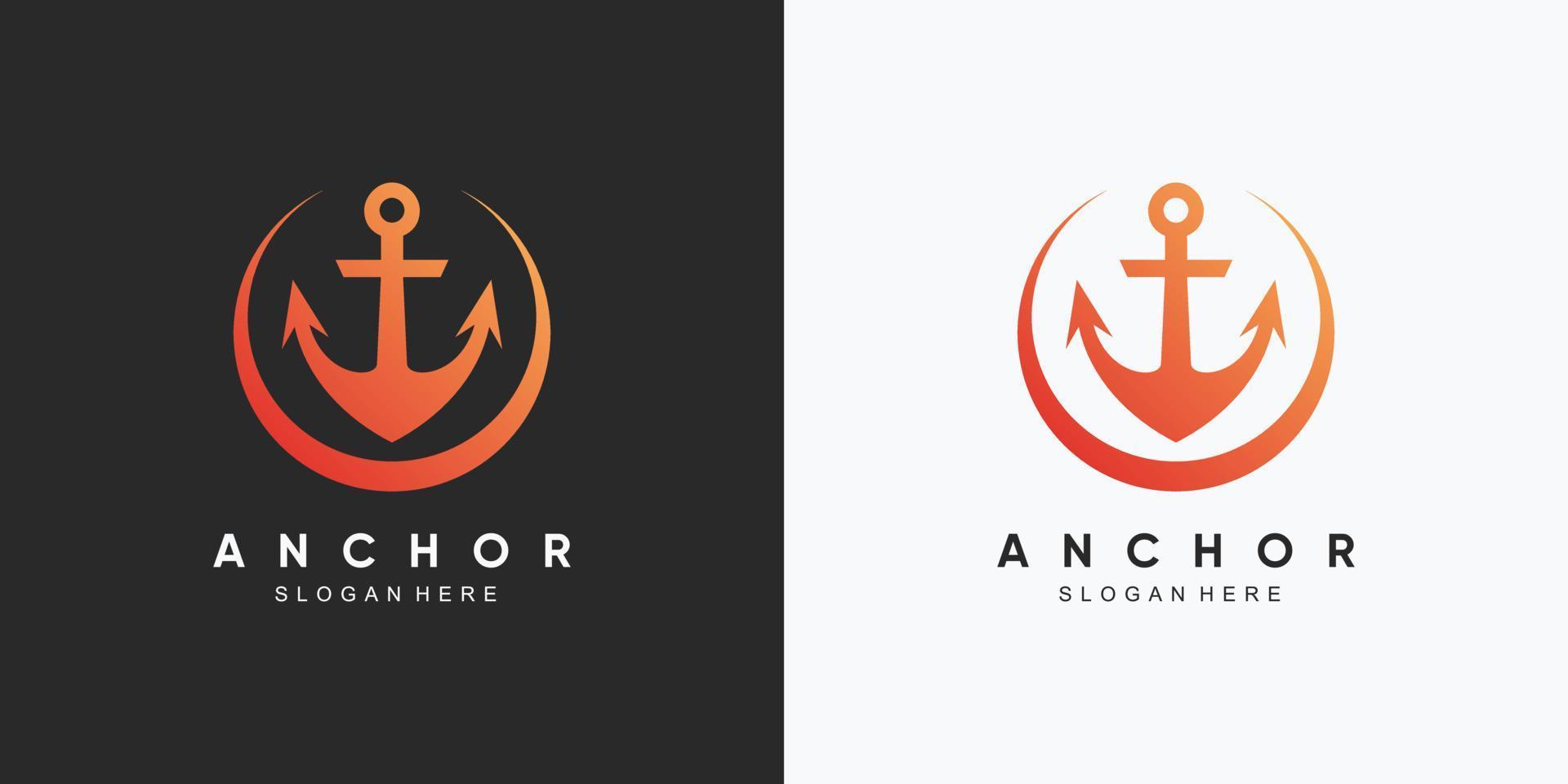 modèle de conception de logo icône marine ancre avec élément créatif vecteur