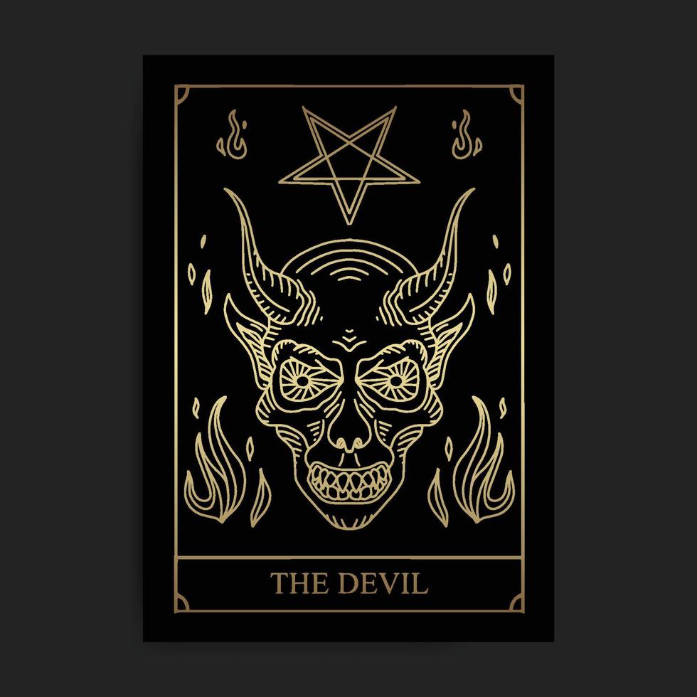 la carte de tarot des arcanes majeurs de la magie du diable vecteur