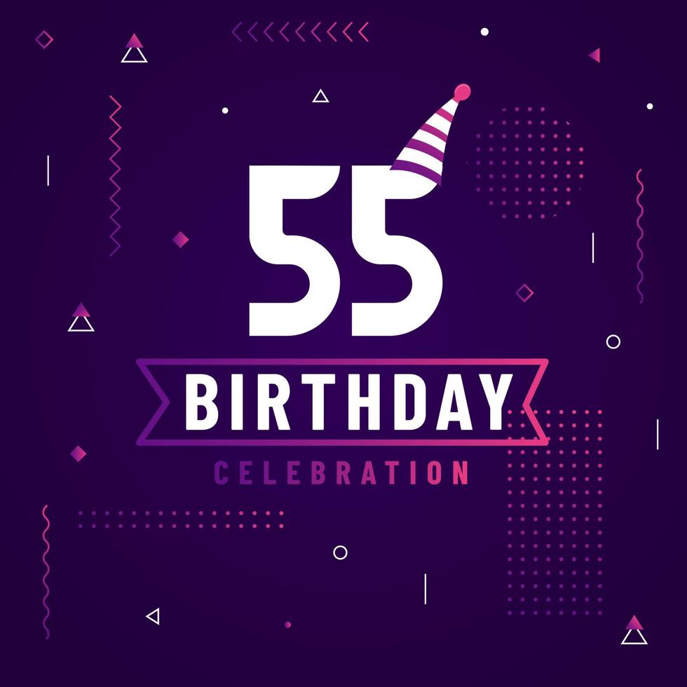 Carte de voeux d'anniversaire de 55 ans, vecteur libre de fond de célébration de 55 ans.