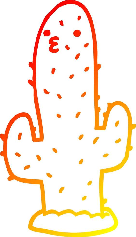 ligne de gradient chaud dessinant un cactus de dessin animé vecteur