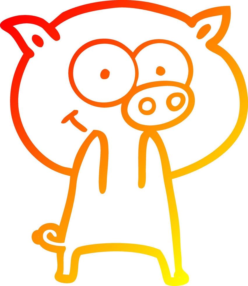 dessin de ligne de gradient chaud dessin de cochon joyeux vecteur