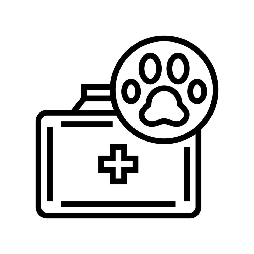 illustration vectorielle de l'icône de la ligne de boîte de trousse de premiers soins pour animaux de compagnie vecteur