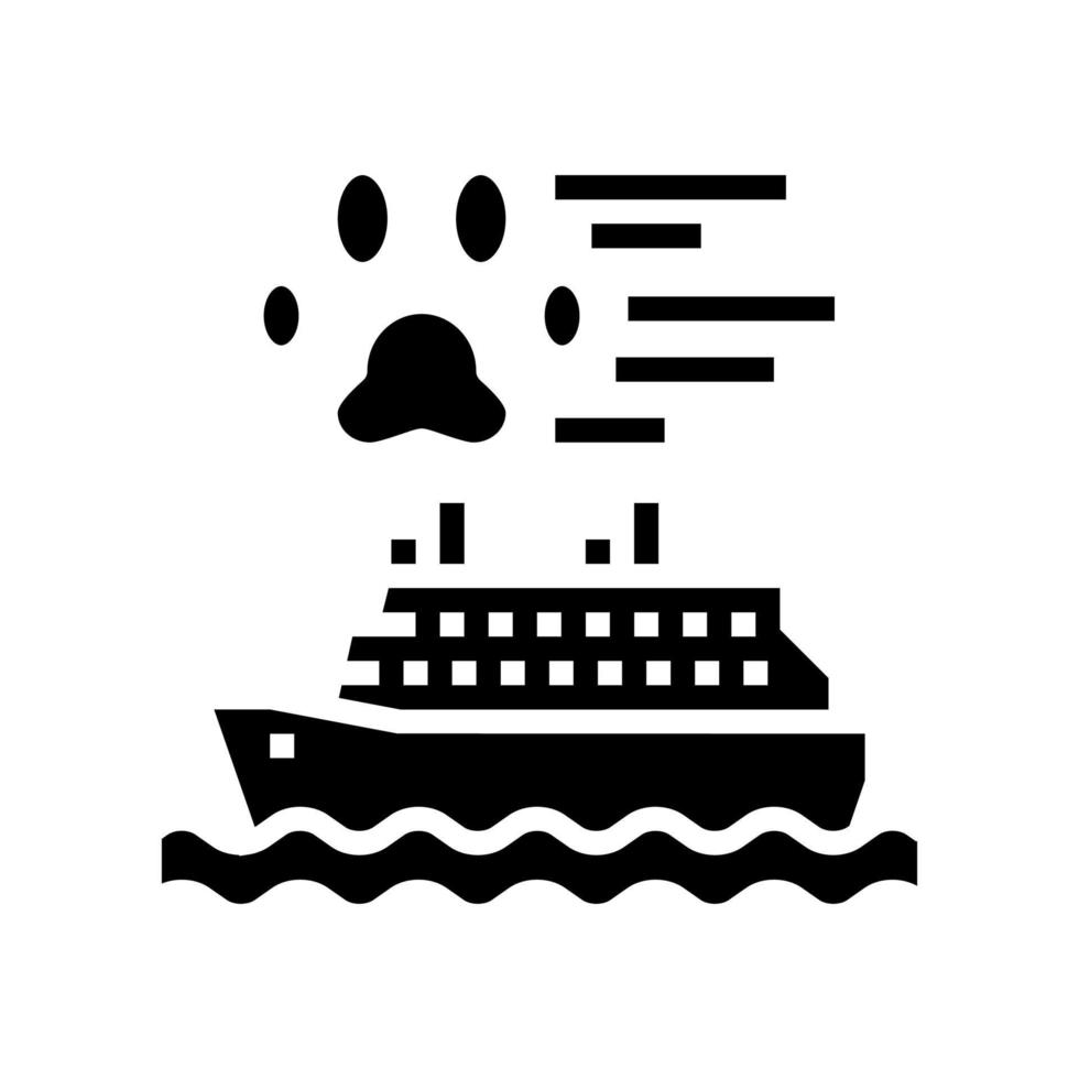 transport d'animaux de compagnie dans l'illustration vectorielle d'icône de glyphe de navire vecteur