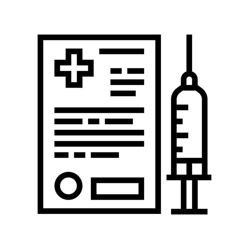 illustration vectorielle de l'icône de la ligne du document de vaccination pour animaux de compagnie vecteur