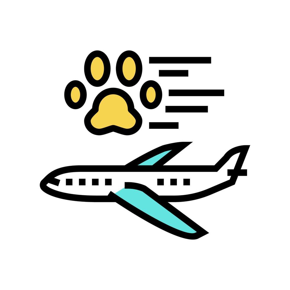 transport d'animaux de compagnie dans l'illustration vectorielle d'icône de couleur d'avion vecteur