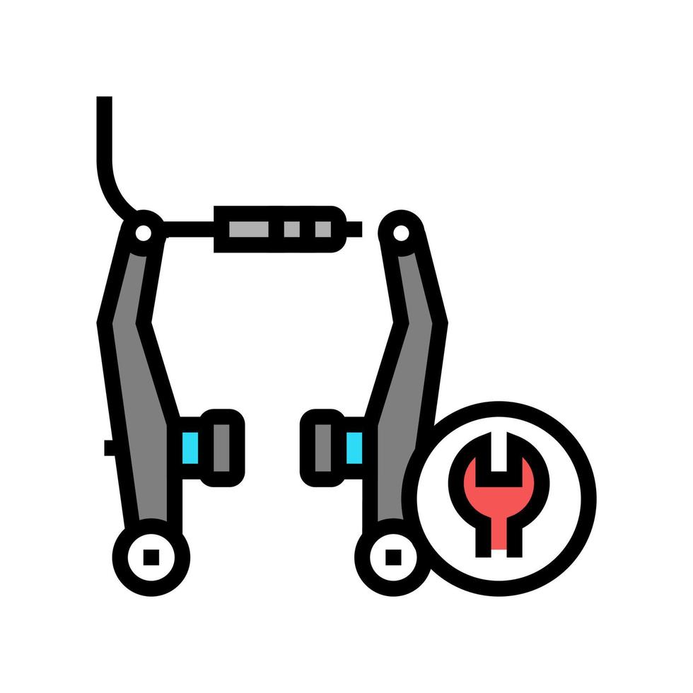 plaquettes de frein de vélo nettoyage et réglage couleur icône illustration vectorielle vecteur