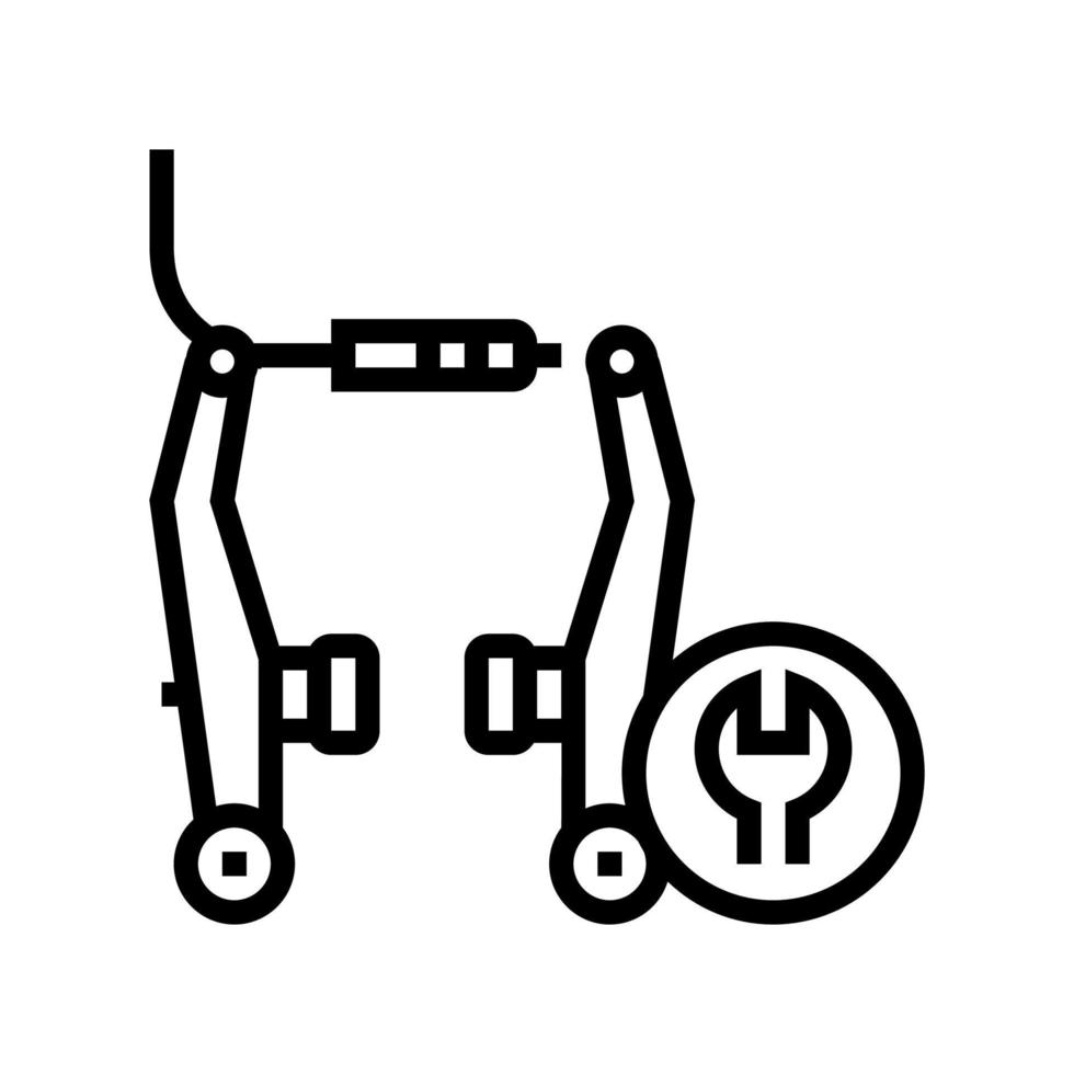 illustration vectorielle de l'icône de la ligne de nettoyage et de réglage des plaquettes de frein de vélo vecteur