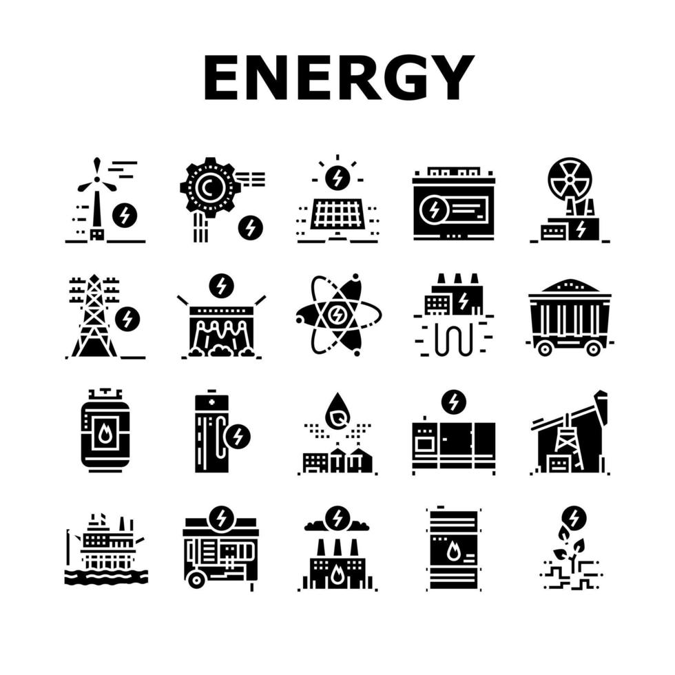 vecteur d'icônes d'énergie électrique et d'alimentation en carburant