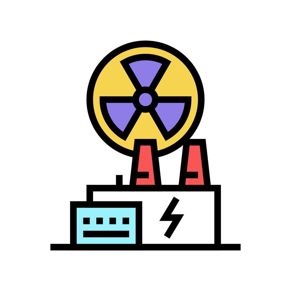 icône de couleur de centrale nucléaire illustration vectorielle plate vecteur