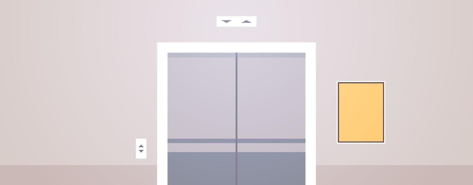 zone de couloir de bureau vide pas de personnes et illustration vectorielle plane de design d'intérieur d'ascenseur de bureau moderne. vecteur