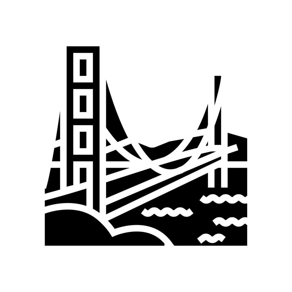 golden gate bridge glyphe icône illustration vectorielle vecteur