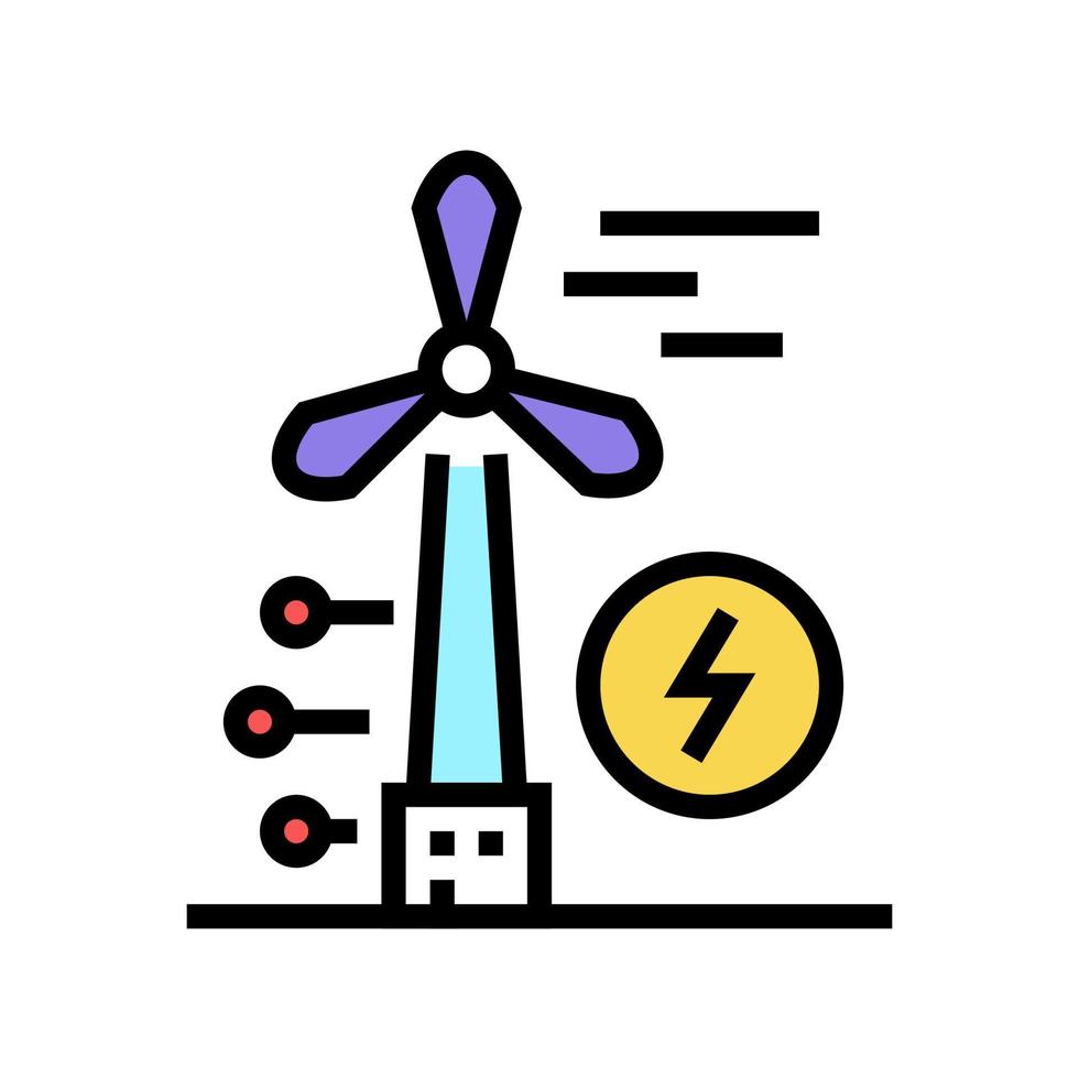 illustration plate de vecteur d'icône de couleur de turbine d'énergie