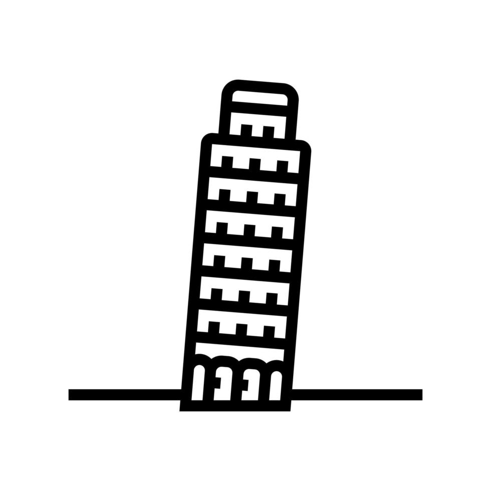 illustration vectorielle de l'icône de la ligne de la tour penchée de pise vecteur