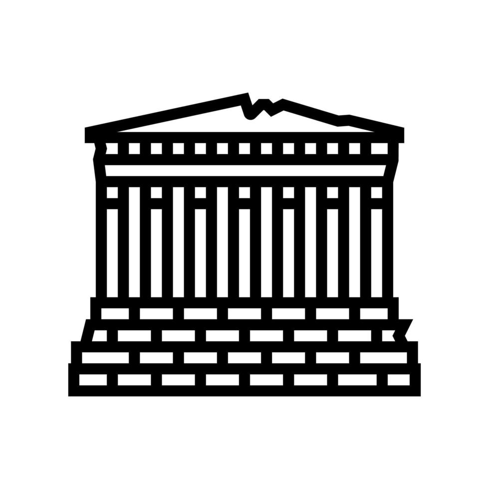 parthénon europe bâtiment antique ligne icône illustration vectorielle vecteur