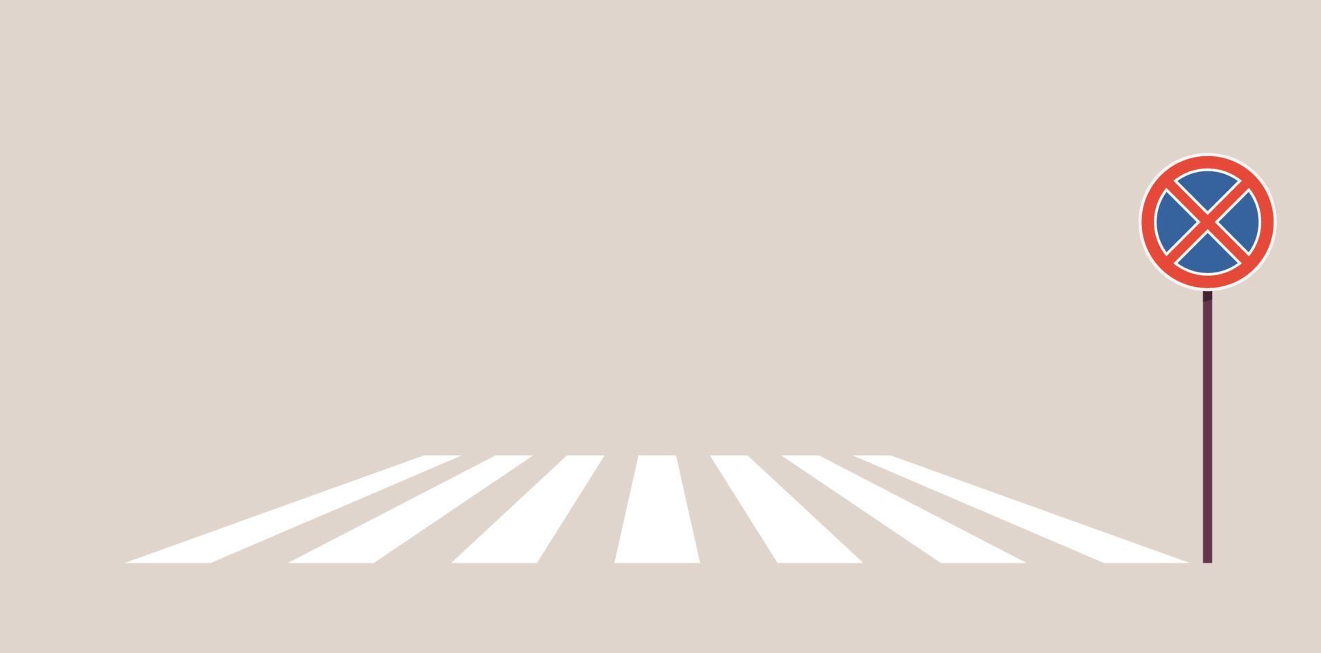 panneaux de signalisation sur la route de la ville et le concept de passage pour piétons illustration vectorielle plane. vecteur