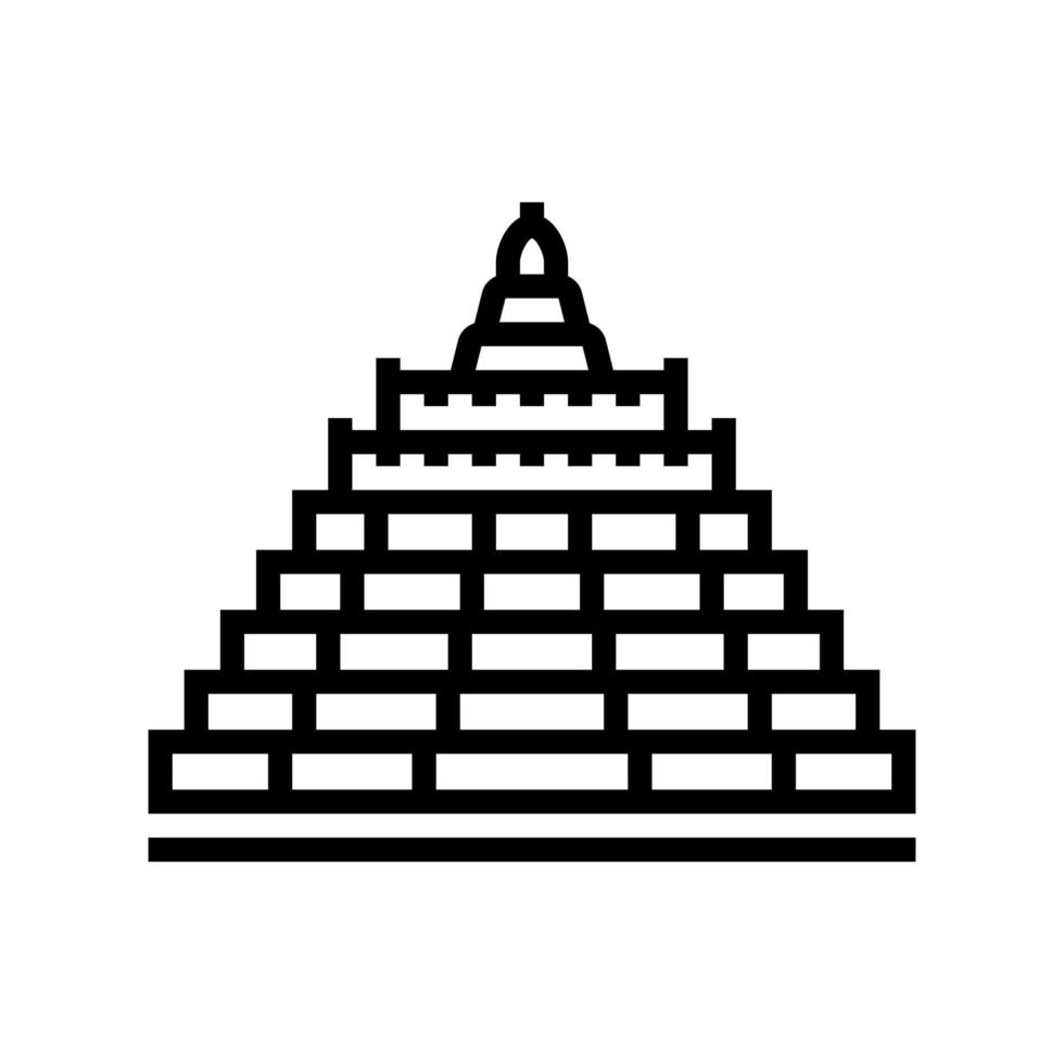 borobudur bâtiment asiatique ligne icône illustration vectorielle vecteur