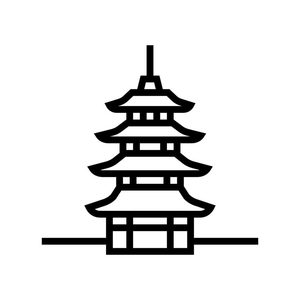pagode, asie, bâtiment, ligne, icône, vecteur, illustration vecteur