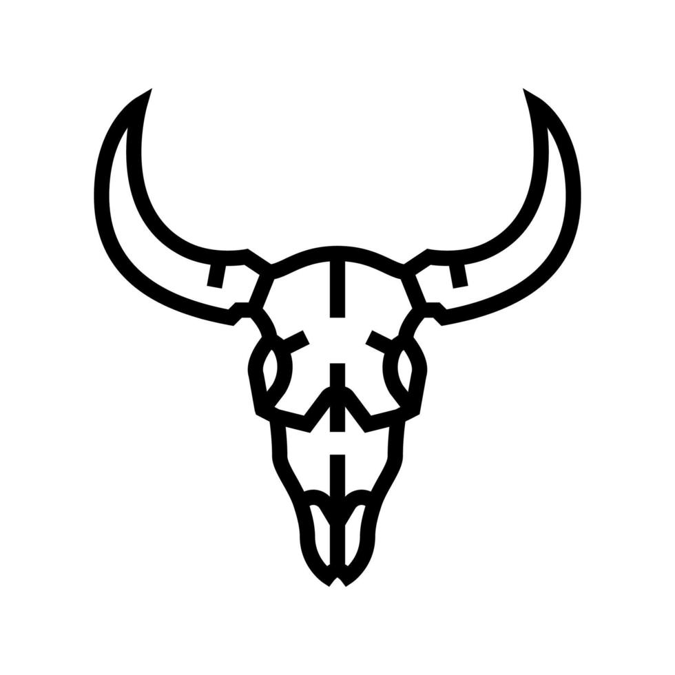 illustration vectorielle d'icône de ligne de taureau de crâne vecteur